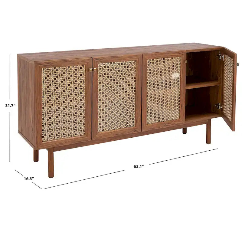SAFAVIEH Micaela 63-inch 4-Door Storage Media TV Stand - 63.1  W x 16.3  D x 31.7  H - 63Wx16Dx32H