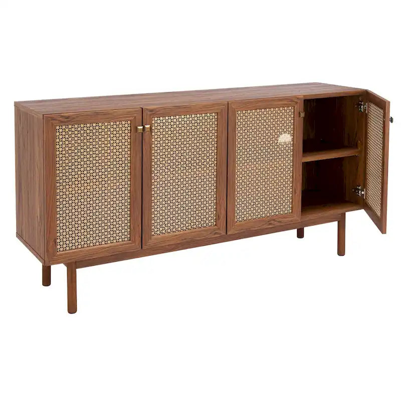 SAFAVIEH Micaela 63-inch 4-Door Storage Media TV Stand - 63.1  W x 16.3  D x 31.7  H - 63Wx16Dx32H