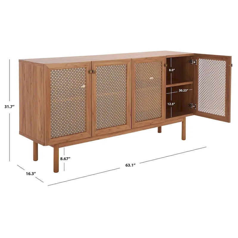 SAFAVIEH Micaela 63-inch 4-Door Storage Media TV Stand - 63.1  W x 16.3  D x 31.7  H - 63Wx16Dx32H