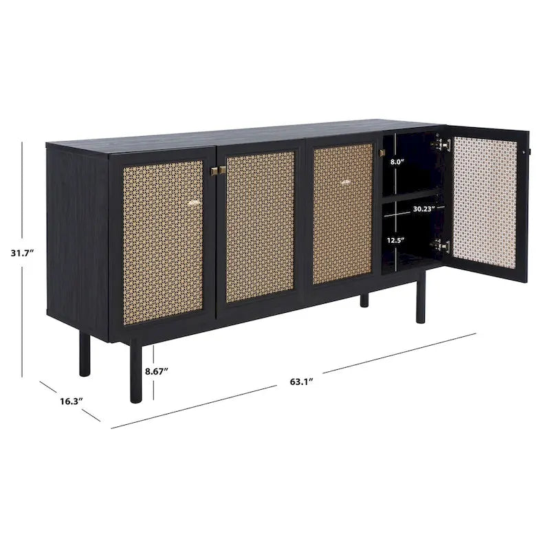 SAFAVIEH Micaela 63-inch 4-Door Storage Media TV Stand - 63.1  W x 16.3  D x 31.7  H - 63Wx16Dx32H