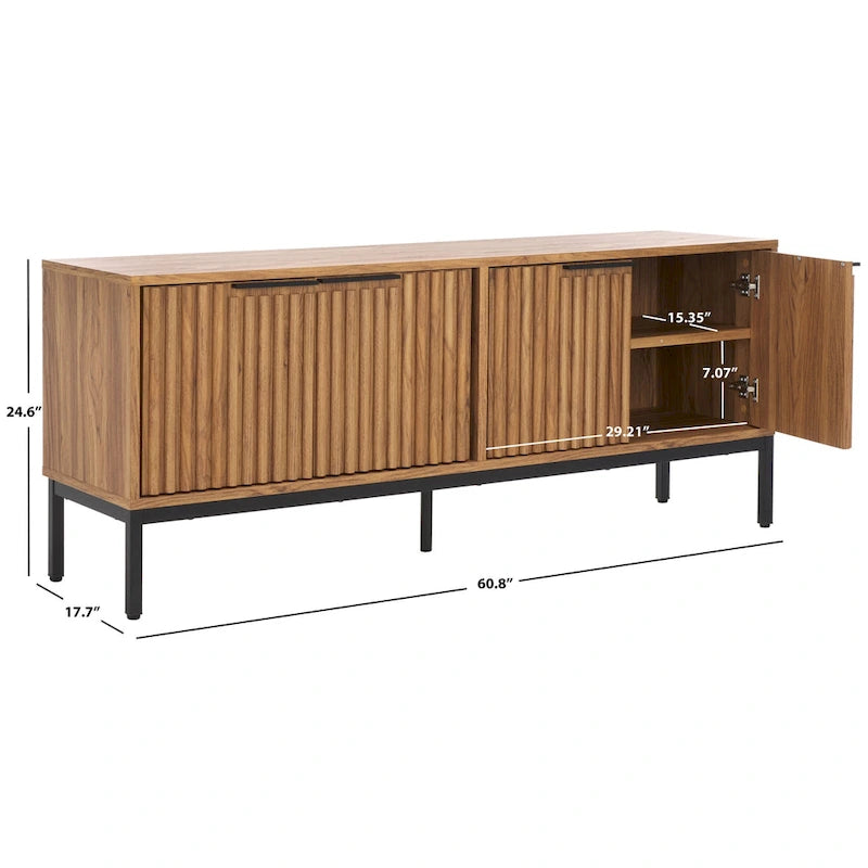 SAFAVIEH Deandra 4-Door Entertainment Media Stand (Fits Up To 65  Flatscreen TV) - 60.8 In. x 17.7 In. x 24.6 In. - 61Wx18Dx25H