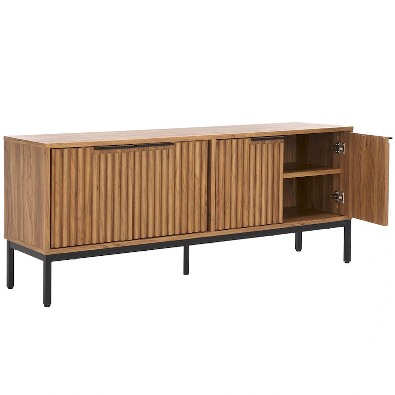 SAFAVIEH Deandra 4-Door Entertainment Media Stand (Fits Up To 65  Flatscreen TV) - 60.8 In. x 17.7 In. x 24.6 In. - 61Wx18Dx25H