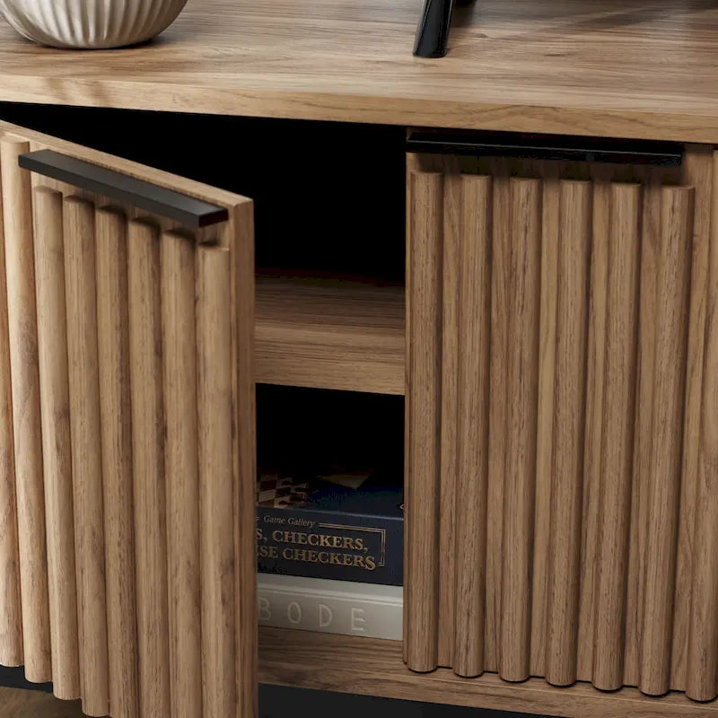 SAFAVIEH Deandra 4-Door Entertainment Media Stand (Fits Up To 65  Flatscreen TV) - 60.8 In. x 17.7 In. x 24.6 In. - 61Wx18Dx25H