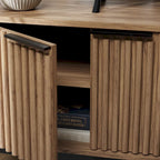 SAFAVIEH Deandra 4-Door Entertainment Media Stand (Fits Up To 65  Flatscreen TV) - 60.8 In. x 17.7 In. x 24.6 In. - 61Wx18Dx25H