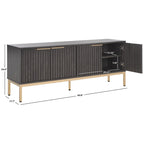SAFAVIEH Deandra 4-Door Entertainment Media Stand (Fits Up To 65  Flatscreen TV) - 60.8 In. x 17.7 In. x 24.6 In. - 61Wx18Dx25H