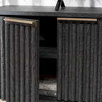 SAFAVIEH Deandra 4-Door Entertainment Media Stand (Fits Up To 65  Flatscreen TV) - 60.8 In. x 17.7 In. x 24.6 In. - 61Wx18Dx25H