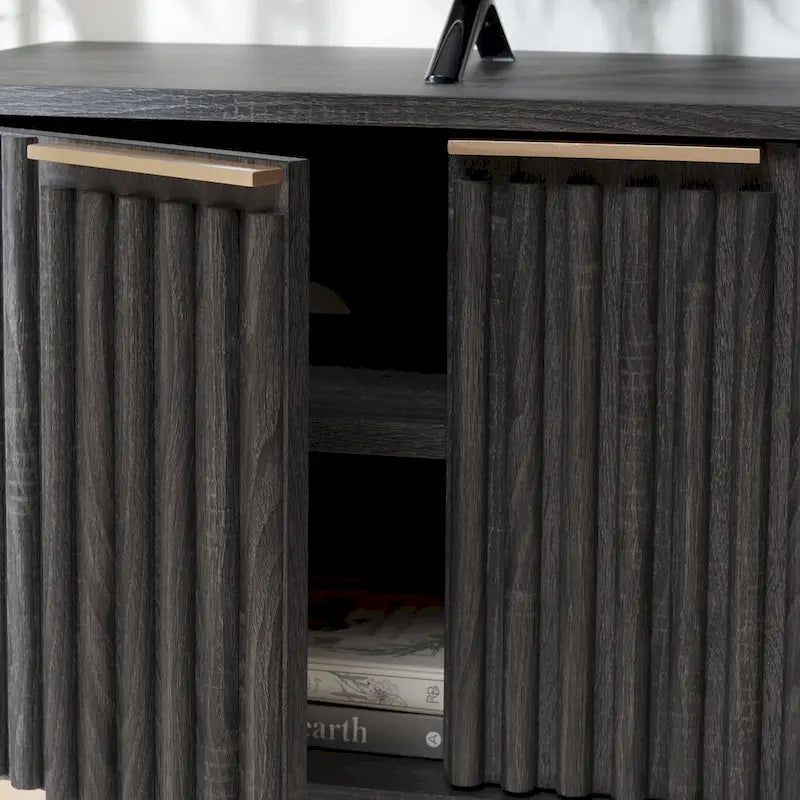 SAFAVIEH Deandra 4-Door Entertainment Media Stand (Fits Up To 65  Flatscreen TV) - 60.8 In. x 17.7 In. x 24.6 In. - 61Wx18Dx25H