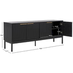 SAFAVIEH Deandra 4-Door Entertainment Media Stand (Fits Up To 65  Flatscreen TV) - 60.8 In. x 17.7 In. x 24.6 In. - 61Wx18Dx25H