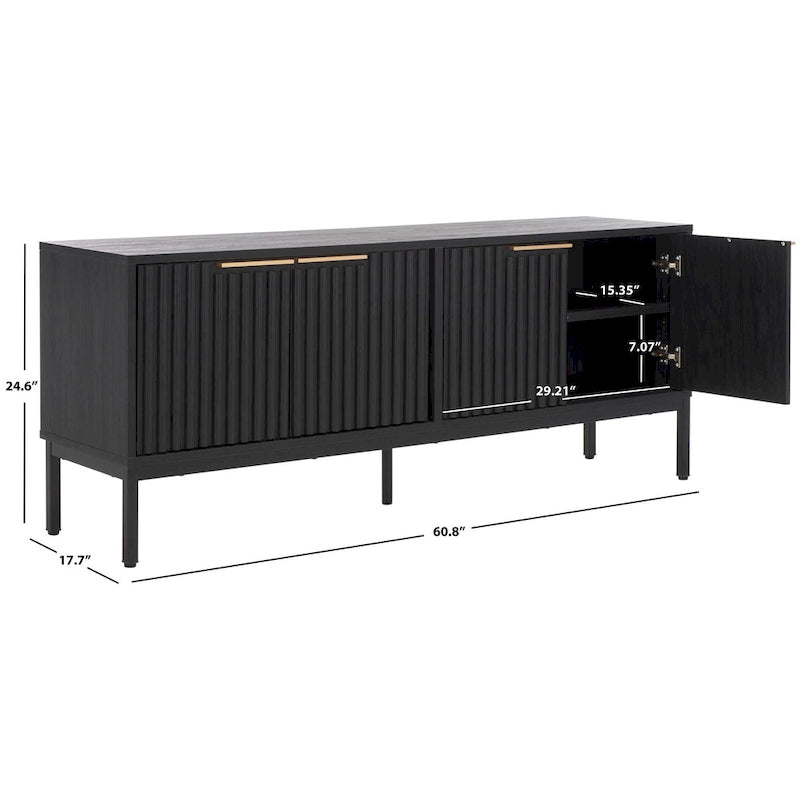 SAFAVIEH Deandra 4-Door Entertainment Media Stand (Fits Up To 65  Flatscreen TV) - 60.8 In. x 17.7 In. x 24.6 In. - 61Wx18Dx25H