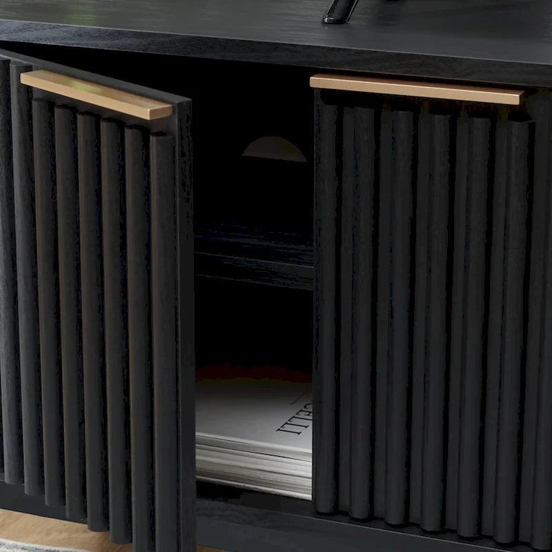 SAFAVIEH Deandra 4-Door Entertainment Media Stand (Fits Up To 65  Flatscreen TV) - 60.8 In. x 17.7 In. x 24.6 In. - 61Wx18Dx25H