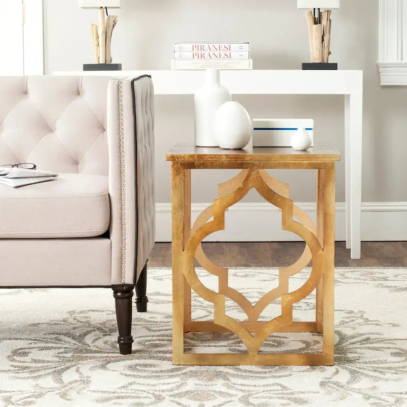 SAFAVIEH Grayce Trellis Silver Leaf End Table. - 19  W x 19  D x 23  H - 19Wx19Dx23H