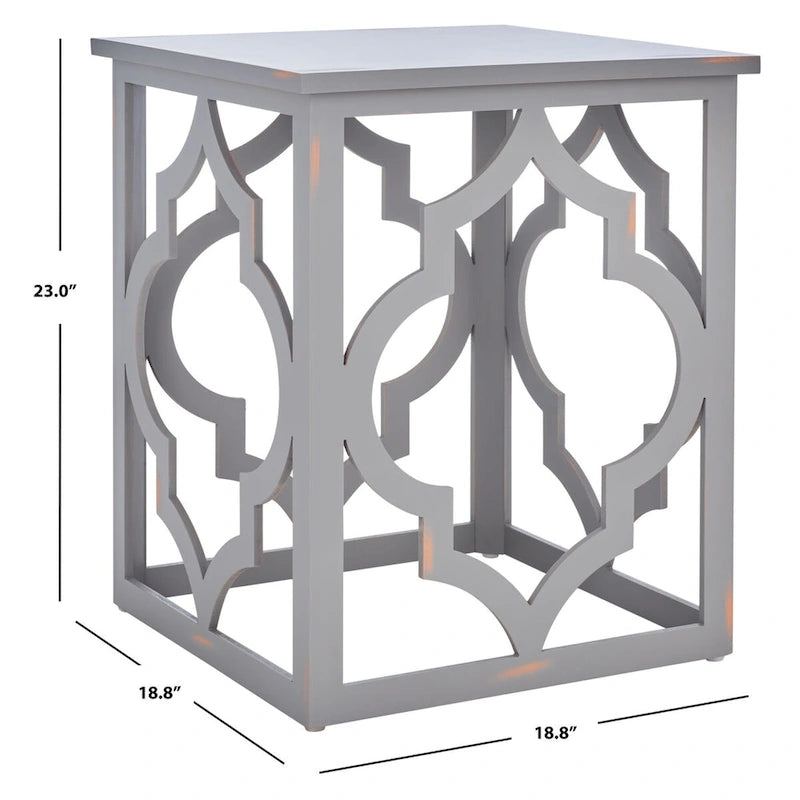 SAFAVIEH Grayce Trellis Silver Leaf End Table. - 19  W x 19  D x 23  H - 19Wx19Dx23H