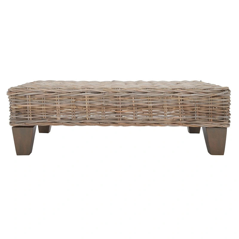 SAFAVIEH Caron Washed Natural Wicker Bench - 41  W x 28  D x 12  H - 41Wx28Dx12H