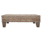 SAFAVIEH Caron Washed Natural Wicker Bench - 41  W x 28  D x 12  H - 41Wx28Dx12H