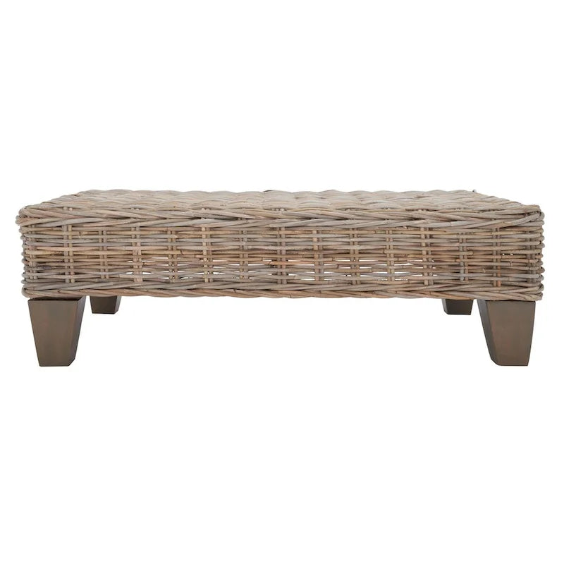 SAFAVIEH Caron Washed Natural Wicker Bench - 41  W x 28  D x 12  H - 41Wx28Dx12H