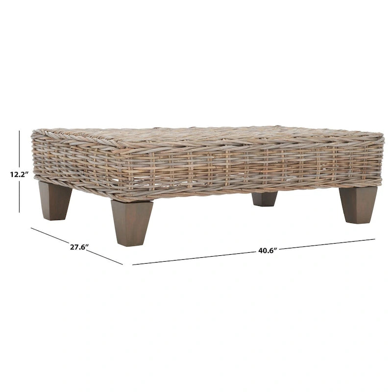 SAFAVIEH Caron Washed Natural Wicker Bench - 41  W x 28  D x 12  H - 41Wx28Dx12H