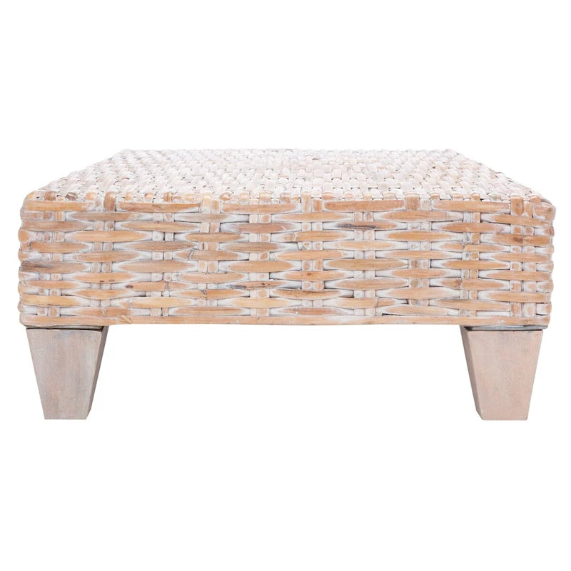 SAFAVIEH Caron Washed Natural Wicker Bench - 41  W x 28  D x 12  H - 41Wx28Dx12H