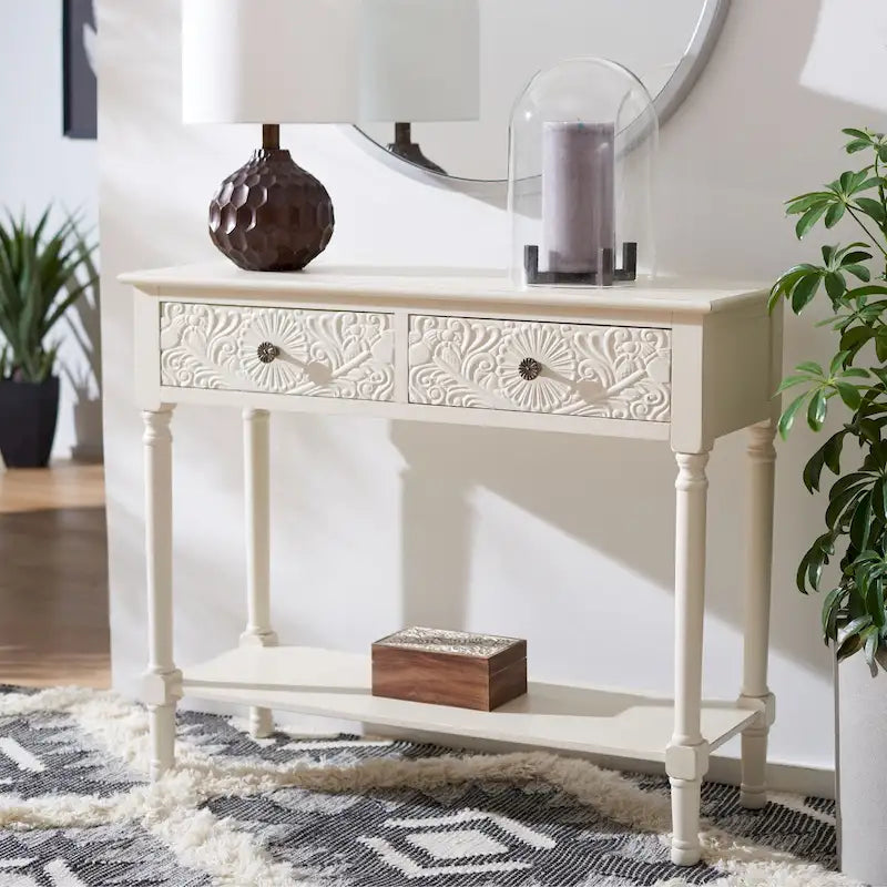 SAFAVIEH Leonia 2-Drawer Console Table - 35.5  W x 13  L x 29.5  H - 36Wx13Dx30H