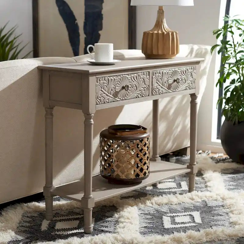 SAFAVIEH Leonia 2-Drawer Console Table - 35.5  W x 13  L x 29.5  H - 36Wx13Dx30H
