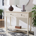 SAFAVIEH Leonia 2-Drawer Console Table - 35.5  W x 13  L x 29.5  H - 36Wx13Dx30H