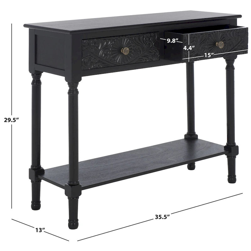 SAFAVIEH Leonia 2-Drawer Console Table - 35.5  W x 13  L x 29.5  H - 36Wx13Dx30H