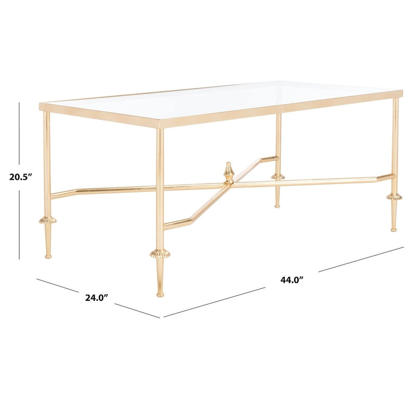 SAFAVIEH Couture Araminta Gold Leaf Coffee Table - 44  W x 24  L x 20.5  H - 44Wx24Dx21H