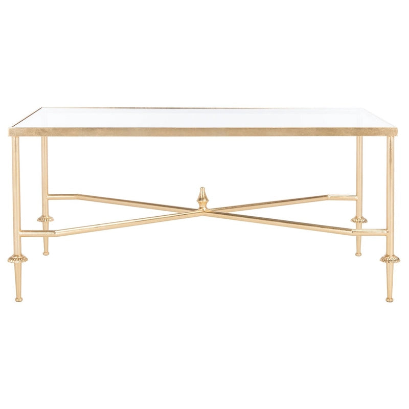 SAFAVIEH Couture Araminta Gold Leaf Coffee Table - 44  W x 24  L x 20.5  H - 44Wx24Dx21H