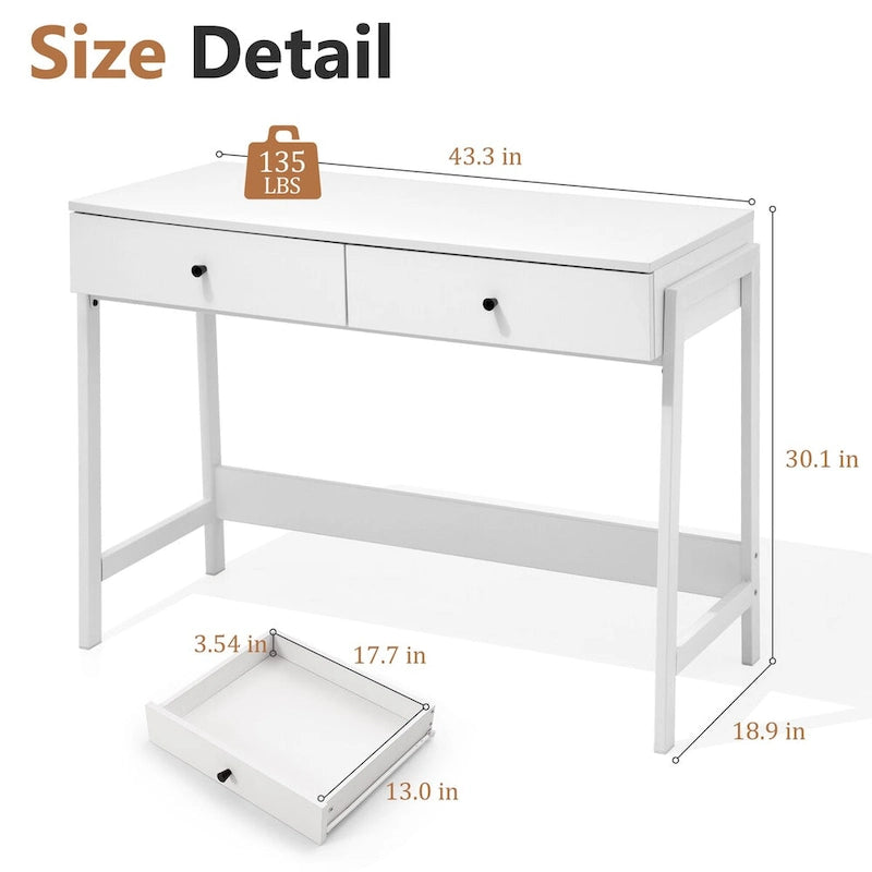 VredHom 2-drawer Computer Office Study Writing Desk