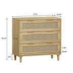 3-Drawers Rattan Storage Cabinet
