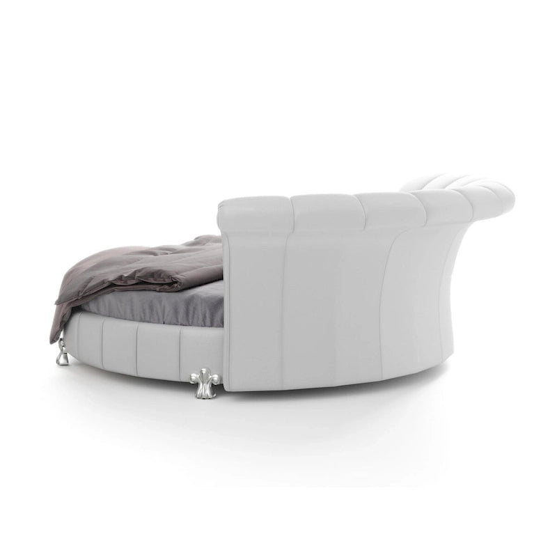 Sofacraft White Faux Leather Venetian Round King Size Bed