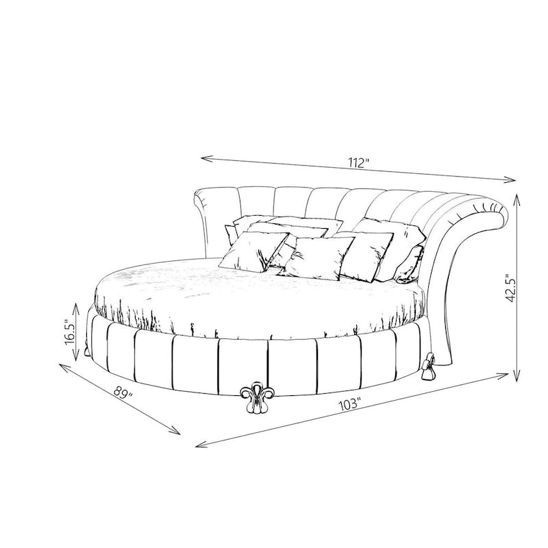 Sofacraft White Faux Leather Venetian Round King Size Bed