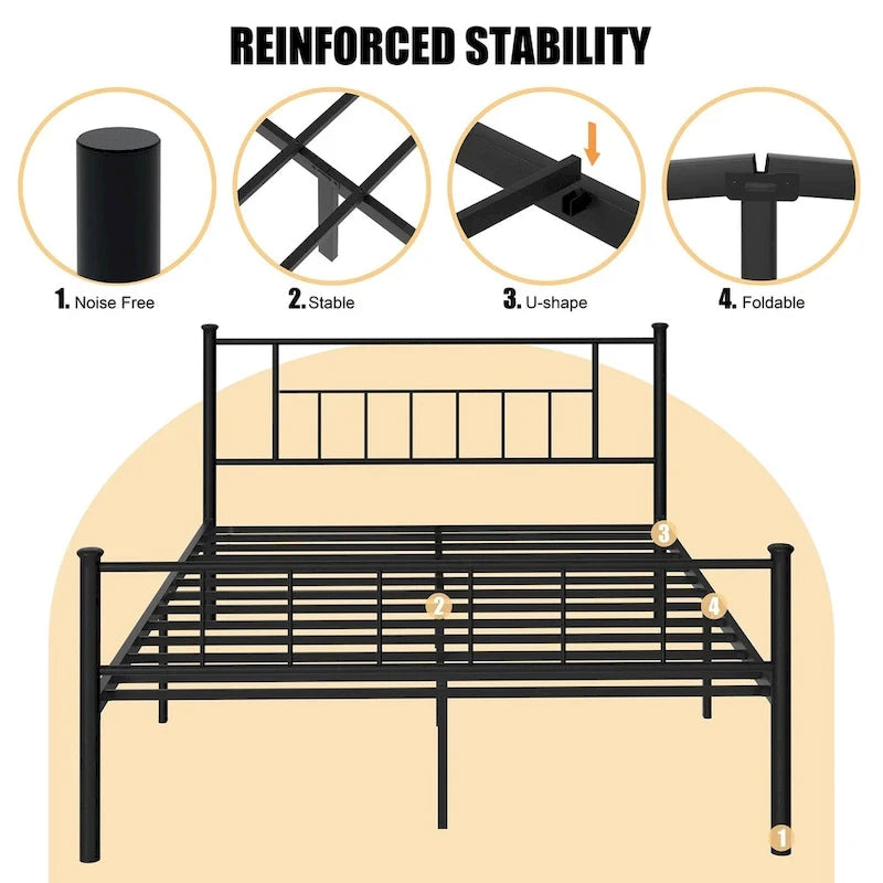 Futzca Bed Frame with Headboard and Footboard