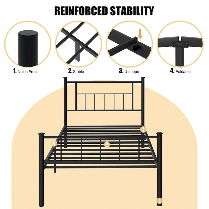 Futzca Bed Frame with Headboard and Footboard