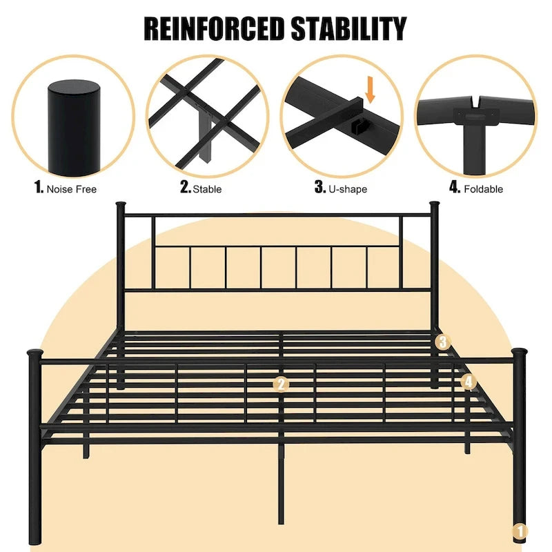 Futzca Bed Frame with Headboard and Footboard