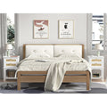 Modern 27.95 H Tall 2-Drawer White Nightstand Wood Rattan Side End Table for Bedroom with Storage Shelf