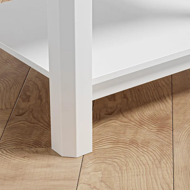 Modern 27.95 H Tall 2-Drawer White Nightstand Wood Rattan Side End Table for Bedroom with Storage Shelf