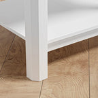 Modern 27.95 H Tall 2-Drawer White Nightstand Wood Rattan Side End Table for Bedroom with Storage Shelf