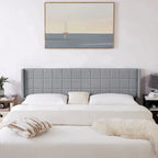 Javlergo Queen/King Size Adjustable Upholstered Headboard, Modern Wingback Headboard with Double Nailhead Trimming
