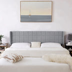 Javlergo Queen/King Size Adjustable Upholstered Headboard, Modern Wingback Headboard with Double Nailhead Trimming