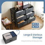 6 Drawers Dresser Chest with Metal Frame and Wooden Top