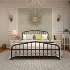 Alazyhome Platform Metal Bed Frame with Headboard, Iron Slat Support