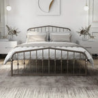 Alazyhome Platform Metal Bed Frame with Headboard, Iron Slat Support