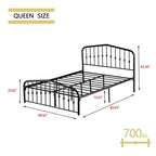 Alazyhome Platform Metal Bed Frame with Headboard, Iron Slat Support