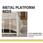 Alazyhome Platform Metal Bed Frame with Headboard, Iron Slat Support
