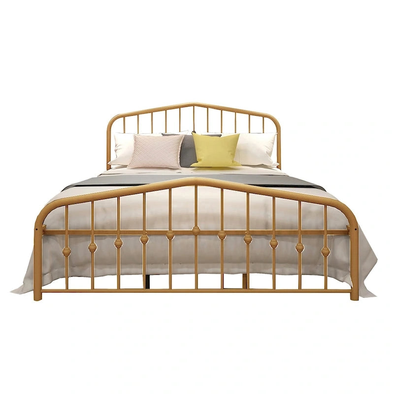 Alazyhome Platform Metal Bed Frame with Headboard, Iron Slat Support