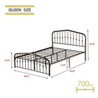 Alazyhome Platform Metal Bed Frame with Headboard, Iron Slat Support