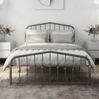 Alazyhome Platform Metal Bed Frame with Headboard, Iron Slat Support