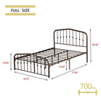Alazyhome Platform Metal Bed Frame with Headboard, Iron Slat Support