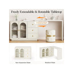 Sunvivi Extendable Corner Vanity 2 Door Makeup Table Without Mirror