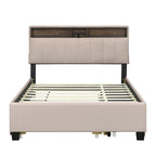 Upholstered Platform Bed with Storage Headboard